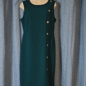 Tommy Hilfiger Teal Midi Dress with Silver Buttons